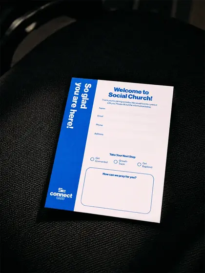 Connect card — the first-time visitor touchpoint
